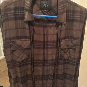 Rails Brown Plaid Button-Up Top S